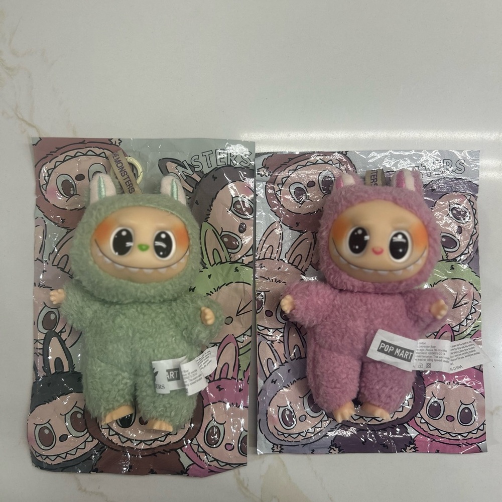 2 Lafufu Exciting Macaron opened packet pink and green
